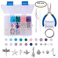 SUNNYCLUE 1 Set 650+ pcs Luxury Jewelry Making Kit Beaded Charm Bracelet Necklace DIY Craft Kits for Kids Teen, Girls Adults Children, Mixed Color