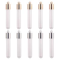 PandaHall Elite 16 pcs 30mm Clear Glass Bottles Hanging Tube Wish Bottles with Golden/Silver Metal Caps for Necklace Pendant Jewelry Making
