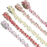 Pandahall Elite 5 Colors Floral Lace Trim Rose Flower Ribbon Trim Decorating Embroidered Trim Polyester Trim Ribbon for Wedding Appliques Sewing Craft Upholstery Curtain Dolls, 20mm/0.78" Wide, 5 Yards