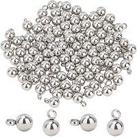 UNICRAFTALE About 100pcs Stainless Steel Round Charms 7.5mm Long Round Ball Pendants with 1.5mm Small Hole Stainless Steel Color Hypoallergenic Pendant for Necklace Bracelets Jewelry Making