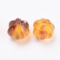 Honeyhandy Acrylic Corrugated Beads, Imitation Amber, Round, Dark Orange, 7.5mm, Hole: 1.5mm