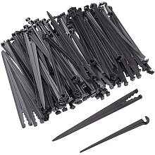 Plastic Irrigation Drip Support Stakes, for Vegetable Gardens Flower Beds Herbs Garden, Black, 144x15.5x8mm; 110x12x6mm; 120pcs/set