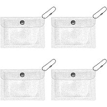 WADORN 4 Pieces Clear Coin Wallet Transparent PVC Card Holder Universal Mini Change Pouch with Snap Rectangle Card Case for Creadit Card Business Card Storage Organizer, 4.5x3.1 Inch, Glitter Clear