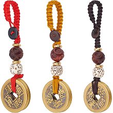 SUPERFINDINGS 3 Styles Feng Shui Coins Lucky Gifts Good Luck Charms Decor Five Emperor Money Feng Shui Coins Pendant for Key Chain and Car Good Luck Decor