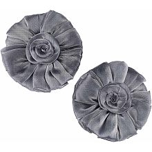 GORGECRAFT 2 Pack Curtain Tie Backs Handmade Cloth Flower Curtains Tie Back Window Treatment Holdbacks for Home Office Decorative Rope Tie Backs, Dark Gray