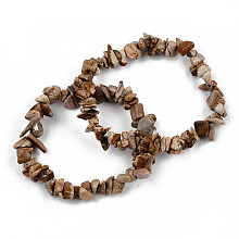 Honeyhandy Unisex Chip Natural Picture Jasper Beaded Stretch Bracelets, Inner Diameter: 1-3/4~2 inch(4.5~5cm)