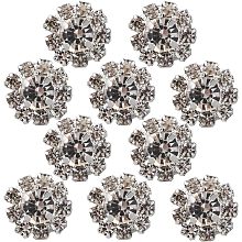 GORGECRAFT 1 Box 10Pcs Rhinestone Shank Buttons Silver Alloy Crystal Flower Shape Button Round Decorative Metal Buttons for DIY Sewing Crafts Shawls Dress Clothing Bags Embellishments Wedding Decor