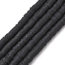 Honeyhandy Handmade Polymer Clay Beads Strands, for DIY Jewelry Crafts Supplies, Heishi Beads, Disc/Flat Round, Black, 8x0.5mm, Hole: 2mm, about 350pcs/strand, 15.75''(40cm)