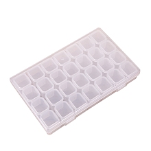 Transparent Plastic 28 Grids Bead Containers, with Independent Bottles & Lids, Each Row 7 Grids, Rectangle, Clear, 17.4x10.7x2.7cm