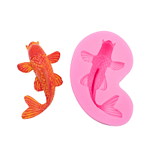 Honeyhandy Koi/Carp Silicone Molds, Fondant Molds, For DIY Cake Decoration, Chocolate, Candy, UV Resin & Epoxy Resin Jewelry Making, Hot Pink, 72x46x22mm, Inner Diameter: 60x34mm