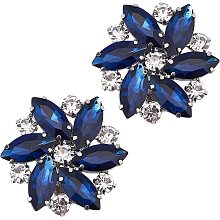 FINGERINSPIRE 2PCS Crystal Shoe Clips 1.3x1.2 inch Blue Rhinestones Shoe Buckles Charms Exquisite Flower Shape Shoes Jewelry Decoration with Box for Women Bridal Pumps Flats Clutch Dress Hat Shoe