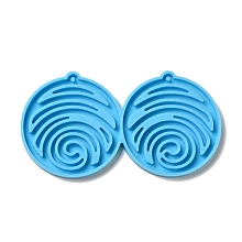 Honeyhandy DIY Flat Round with Vortex Pendant Silicone Molds, Resin Casting Molds, for UV Resin & Epoxy Resin Jewelry Making, Deep Sky Blue, 52.5x99x4mm, Hole: 2mm, Inner Diameter: 49.5x46.5mm