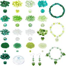 NBEADS Crystal Glass Bead Kit, Including Round/Rondelle/Column/Heart Glass Beads Seed Beads and Elastic Thread for DIY Craft Bracelet Jewelry Making