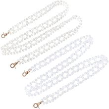 PandaHall Elite 2 Colors Imitation Pearl Beads Long Handle 21mm/0.8'' Resin Purse Chain Handles Pearl Purse Chain Crossbody Bag Chain for Bag Accessory Handbag Replacement 1m/1.2m / 39''/47''