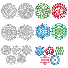 GLOBLELAND 3Pcs Mandala Flower Cutting Dies Metal Flower Border Frame Embossing Stencils Die Cuts for Paper Card Making Decoration DIY Scrapbooking Album Craft Decor