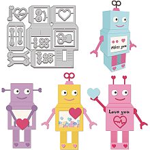 GLOBLELAND 3D Robot Cutting Dies Robots Carbon Steel Die Cuts for DIY Crafting Embossing Stencil Template for Card Making Scrapbooking Photo Album Decoration