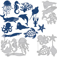 BENECREAT 3PCS 13 Styles Sea Creatures Cutting Dies, Aquatic Creatures Dolphin Octopus Starfish Carbon Steel Cutting Stencils for Scrapbooking, Embossing, Album Photo, Card Making, 0.8mm Thick