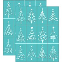 OLYCRAFT 2pcs Christmas Theme Self-Adhesive Silk Screen Printing Stencil Various Tree Silk Screen Stencil Reusable Mesh Transfer for DIY T-Shirt Christmas Home Decor Pillow Fabric Bags - 11×8.7 Inch