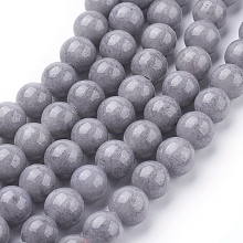 Honeyhandy Natural Mashan Jade Beads Strands, Dyed, Round, Gray, 8mm, Hole: 1.2mm, about 51pcs/strand, 16 inch