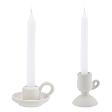 AHANDMAKER 2Pcs 2 Style Ceramic Candle Holder, Taper Candle Holder, for Wedding Party Home Decoration, White, 60~120x50~80mm, Hole: 35mm, 1pc/style