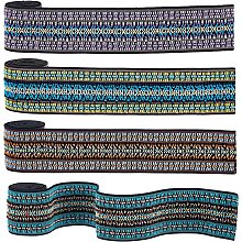 PandaHall Elite 2 Inch Elastic Jacquard Ribbon, 4 Yards Ethnic Floral Trim Emobridered Woven Ribbon Boho Fabric Sewing Band Fringe Decor Trim for DIY Clothing Curtain Embellishment Decoration