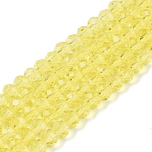 Glass Beads Strands, Faceted, Rondelle, Yellow, 4mm, Hole: 0.9mm, about 113~115pcs/strand, 16.14~16.34 inch(41~41.5cm)