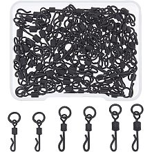 SUPERFINDINGS 90Pcs 3 Size Brass Fishing Connector Bearing Swivel Q-Shaped Quick Change Swivels Electrophoresis Black Fishing Swivel Snap Connectors Rolling Barrel Fishing for Saltwater Freshwater