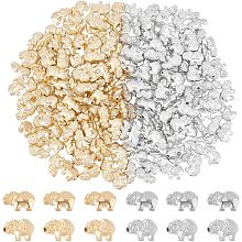 PandaHall Elite 200Pcs Elephant Spacer Beads, 2 Colors Animal Spacer Beads Elephant Charm Beads Lucky Elephant Spacer Beads Tibetan Carved Charm for Bracelets Necklace Anklets DIY Jewelry Craft Making