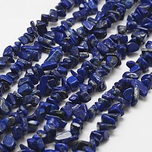 Honeyhandy Natural Lapis Lazuli Beads Strands, Chip, Grade A, Blue, 3~5x7~13x2~4mm, Hole: 0.4mm, 32 inch