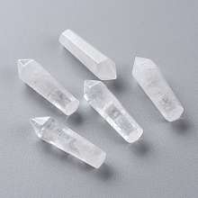 Honeyhandy Natural Quartz Crystal Pointed Beads, No Hole/Undrilled, Hexagonal Prisms, 35.5~36.5x11.2mm