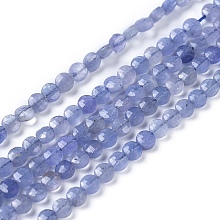 Honeyhandy Natural Tanzanite Beads Strands, Faceted, Flat Round, 3.5~4.5x2~2.5mm, Hole: 0.5mm, about 98~107pcs/strand, 15.35 inch(39cm)long