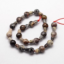 Honeyhandy Natural Silver Leaf Jasper 3-Hole Guru Bead Strands, for Buddhist Jewelry Making, T-Drilled Beads, 16.5~18mm, Hole: 2~3mm, 2pcs/set, 10sets/strand, 6.5 inch