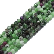 Honeyhandy Natural Ruby in Zoisite Beads Strands, Faceted, Round, 2mm, Hole: 0.5mm, about 215pcs/strand, 15.16''~15.55''(38.5~39.5cm)