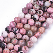 Honeyhandy Natural Rhodonite Beads Strands, Round, 6mm, Hole: 0.8mm, about 62~65pcs/strand, 15.3 inch