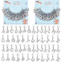 NBEADS 52 Pcs A-Z Letter Stitch Markers, Alloy Rhinestone Crochet Marker Removable Lobster Clasp Locking Knitting Markers for Knitting Weaving Sewing Jewelry Making