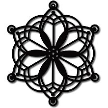 CREATCABIN Flower Metal Wall Decor Art Decorate Rustic Meditation Decoration Black Hanging Cutout Decoration for Christmas Home Decoration Yoga Studio Living Room Aesthetic Bedroom Decor 10x11inch