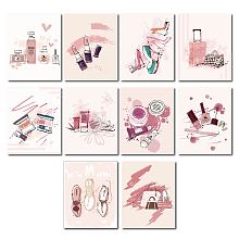 CREATCABIN 10pcs Pink Canvas Wall Art Prints Poster Set High Heels Perfume lipstick Makeup Fashion Decor Artwork for Dressing room Bedroom Bathroom Home Girls Women Gift Decoration 8 x 10inch Unframed