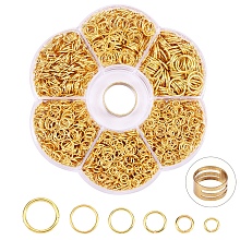 1874Pcs Iron Open Jump Rings Jump Rings with Brass Rings, Nickel Free, Golden, 4~18x0.7~9mm, Inner Diameter: 2.6~8mm