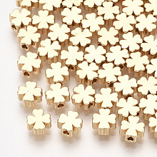 Honeyhandy Brass Beads, Clover, Real 18K Gold Plated, 5x5x3mm, Hole: 1mm