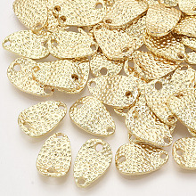 Honeyhandy Alloy Links connectors, Hammered, Oval, Light Gold, 14x9x2.5mm, Hole: 1.6mm