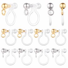 SUNNYCLUE 1 Box 40Pcs 2 Colors Clip on Earring Converter Transparent U Type Earring Cilps Stainless Steel Earring Components with Loop Painless Earrings for Non-Pierced Ears Jewelry Making DIY Crafts