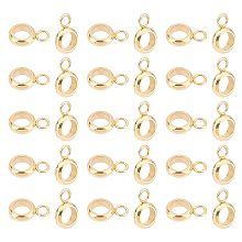 Unicraftale 201 Stainless Steel Tube Bails, Loop Bails, Ring Bail Beads, Real 18K Gold Plated, 9x6x2mm, Hole: 1.8mm, 80pcs/box