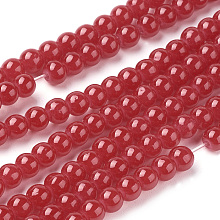 Honeyhandy Imitation Jade Glass Beads Strands, Spray Painted, Round, Red, 4mm, Hole: 1.1~1.3mm, about 200pcs/strand, 31.4 inch