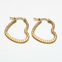 Honeyhandy Heart 304 Stainless Steel Hoop Earrings, Hypoallergenic Earrings, Golden, 27x23x2mm, Pin: 1x0.5mm