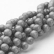 Honeyhandy Natural Mashan Jade Round Beads Strands, Dyed, Gray, 8mm, Hole: 1mm, about 51pcs/strand, 15.7 inch