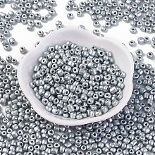 ARRICRAFT Baking Paint Glass Seed Beads, Silver, 4~5x3~4mm, about 500pcs/50g