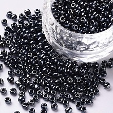 Honeyhandy Glass Seed Beads, Opaque Colors Lustered, Round, Prussian Blue, 3mm, Hole: 1mm, about 2222pcs/100g