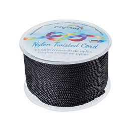 Olycraft Nylon Threads, Milan Cords/Twisted Cords, Black, 1.5~2mm; about 50m/roll