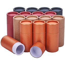 BENECREAT 16PCS 10ml 4-Color Small Burlywood Kraft Paperboard Tubes Round Kraft Paper Containers for Pencils Tea Caddy Coffee Cosmetic Crafts Gift Packaging