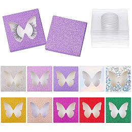 OLYCRAFT 20 Pair False Eyelash Storage Paper Box Empty Lash Case Glitter Eyelash Box Butterfly Plastic Eyelash Storage Box False Lashes Holder Storage Box for Makeup Lovers - 10 Colors